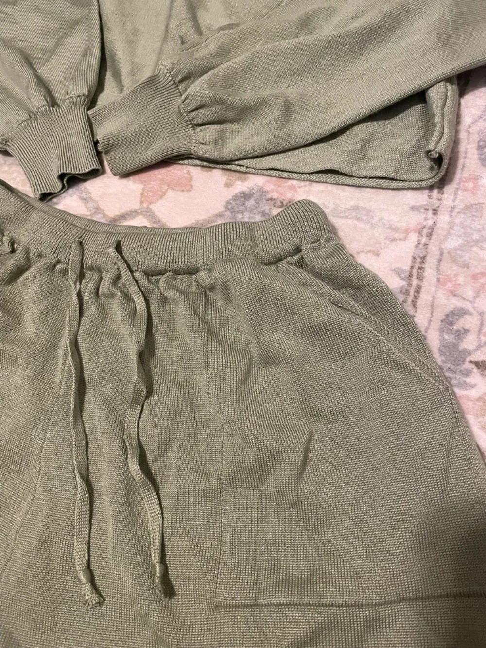 Green Matching Shorts and Sweater Set